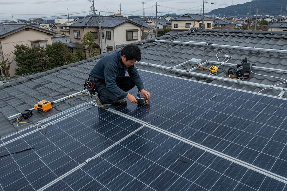 施工中の職人の作業風景